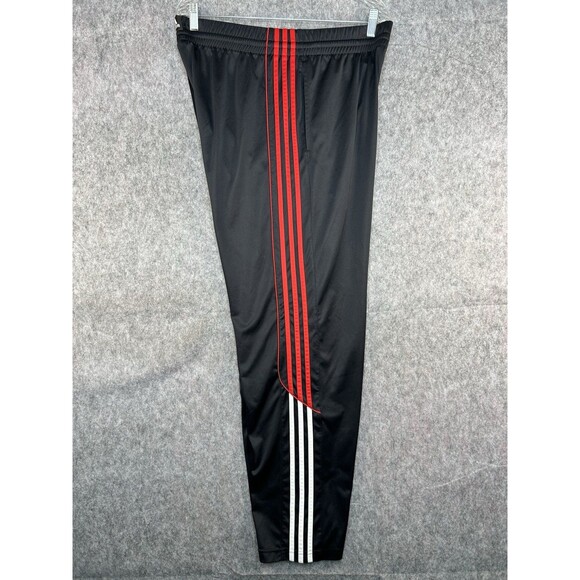 Adidas Pants Men’s Sz L Black Red Track Basketball Joggers Shiny Dazzle Y2K - Picture 6 of 11